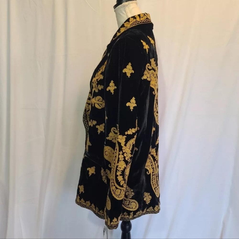 New W/Tags Free People Black Embroidered Magic Carpet Ride Blazer Small - Picture 11 of 12